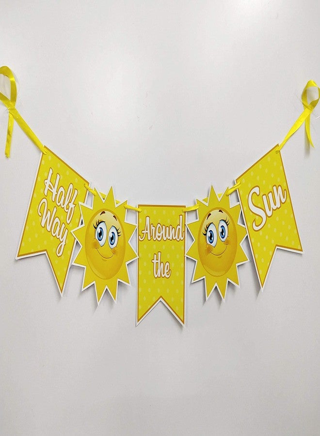 Untumble Yellow Half Birthday Decoration Kit for Baby Boy & Girl With Bunting, Poster, & Hat | Pack of 3 - Image 5